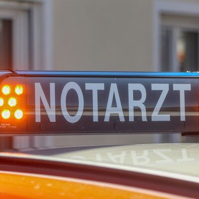 Bild vergr&ouml;&szlig;ern: Notarzt-Schild auf einem Fahrzeugdach